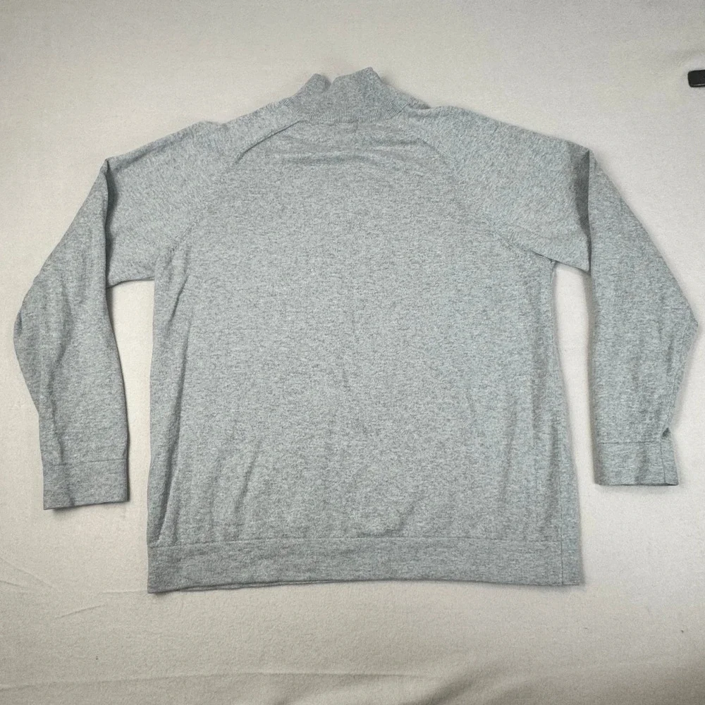 LL‎ Bean Mens XL Gray Cotton Cashmere Blend Quarter Zip Pullover Sweater JXR6